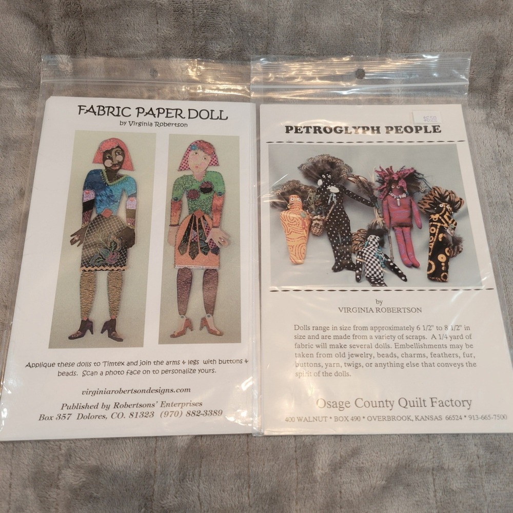 Virginia Robertson Sewing Patterns Petroglyph People and Fabric Paper Dolls New